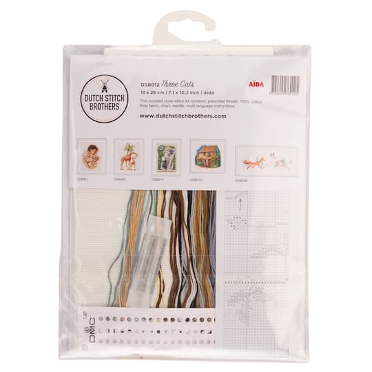 Thea Gouverneur Since 1959® Charming Cat Trio Counted Cross Stitch Kit